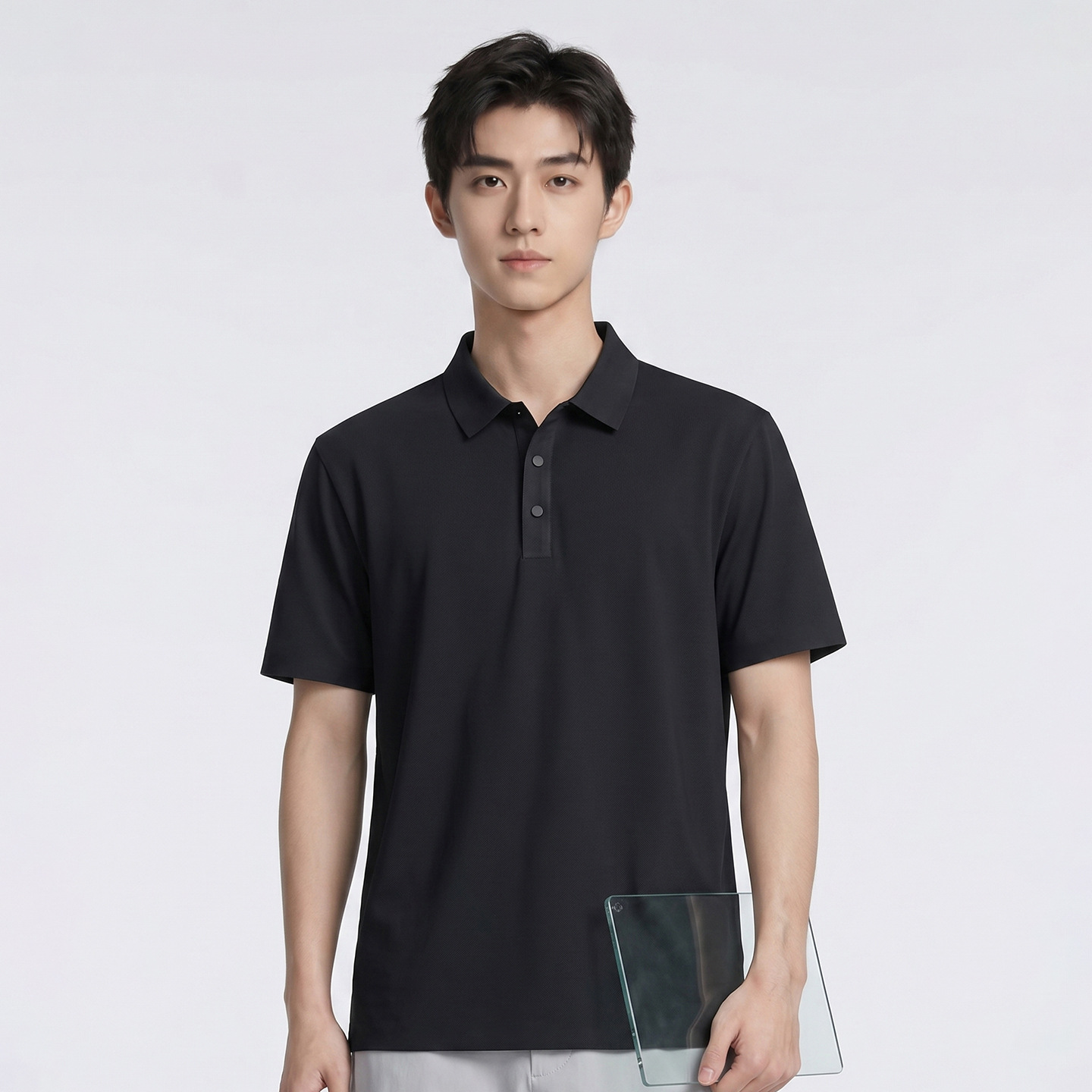 Summer New High-End Ice Silk Polo Shirts for Men and Women, Short-Sleeved, Simple Solid Color, Breathable, Cool-Feeling, Wholesale from Ice Factory