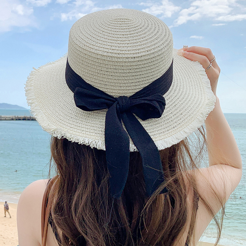 Women's Straw Beach Hat With Bow For Summer Holiday Style_voghion.com