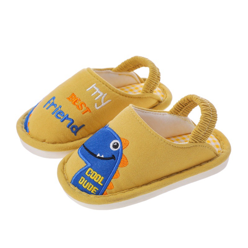 Children's Four Seasons boys and girls cotton wholesale baby cartoon home non-slip cotton slippers baby with heel