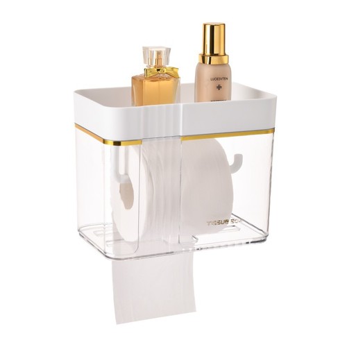 Bathroom tissue box wall-mounted toilet paper box bathroom punch-free toilet paper holder bathroom roll paper rack