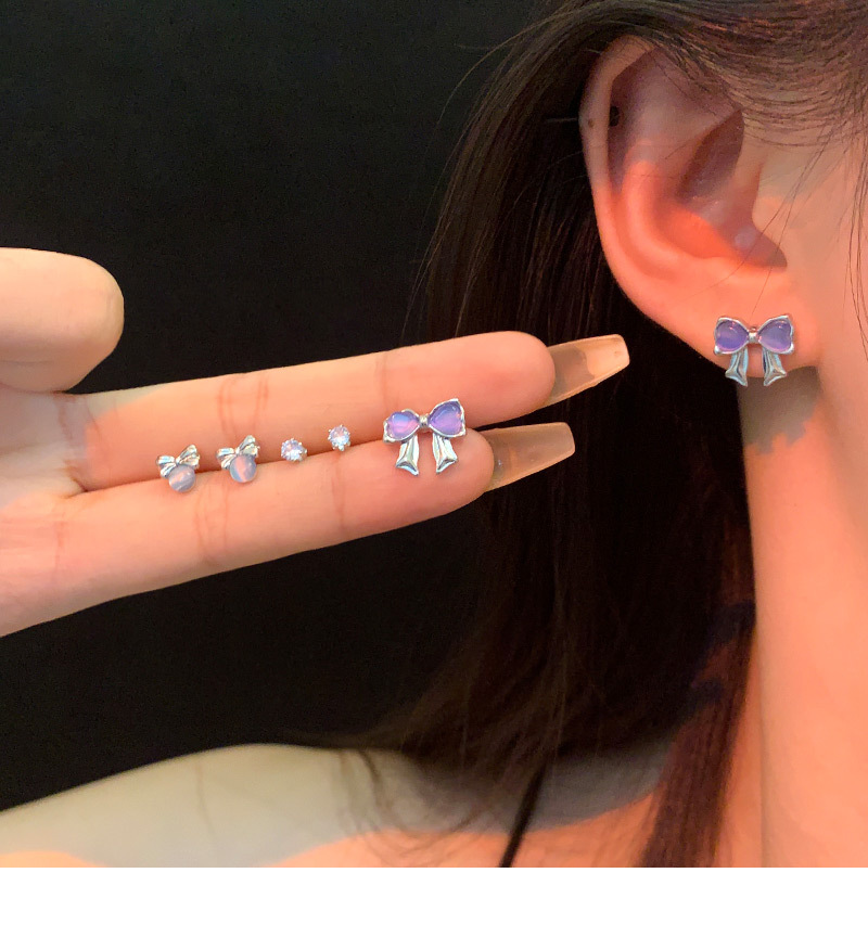 Earrings Classification 1 Set Simple Style Geometric Enamel Plating Inlay Copper Rhinestones Cat's Eye Stone Shell Earrings