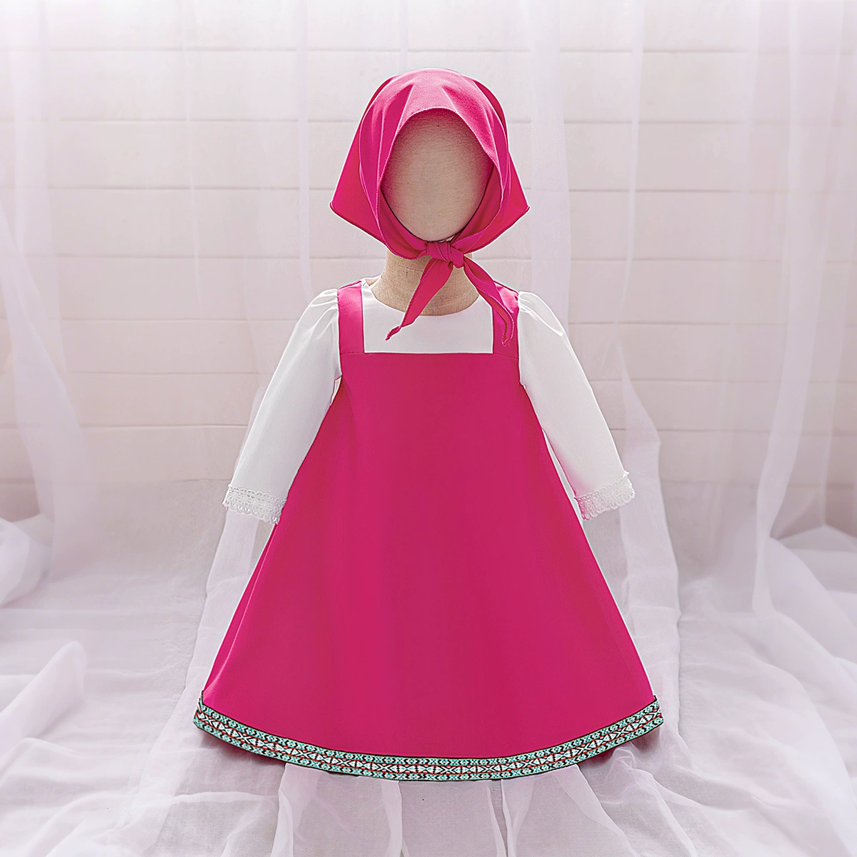 Новое платье Маша и Медведь для девочек, праздничное платье с пышными рукавами, детские костюмы для ролевых игр