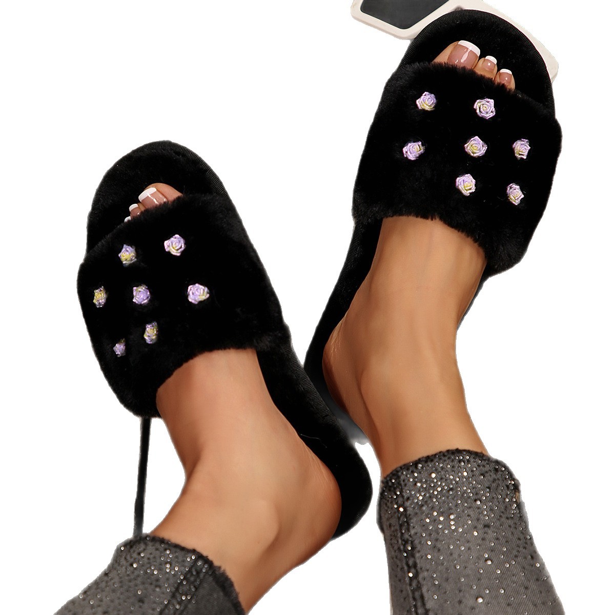 ins una palabra zapatillas de algodón zapatillas de peluche de invierno para mujeres interior y exterior rosa zapatillas de lana