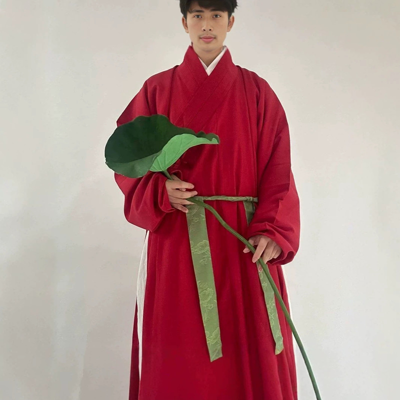 Ming Dynasty Hanfu, cross-collar straight robe, traditional Chinese style clothing, plain color scholar's narrow-sleeve cross-collar long gown, Daoist robe, spring and autumn style for men and women Ming Dynasty Hanfu, cross-collar straight robe, traditional Chinese style clothing, plain color scholar's narrow-sleeve cross-collar long gown, Daoist robe, spring and autumn style for men and women