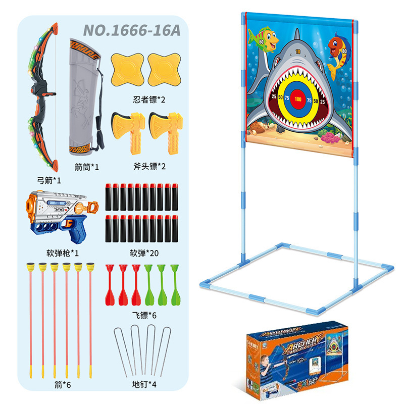 deportes infantiles transfronterizos, arco y flecha, dinosaurios, tiburones, fútbol, lanzamiento con arrowbox, juguetes interactivos para padres e hijos en interiores y al aire libre