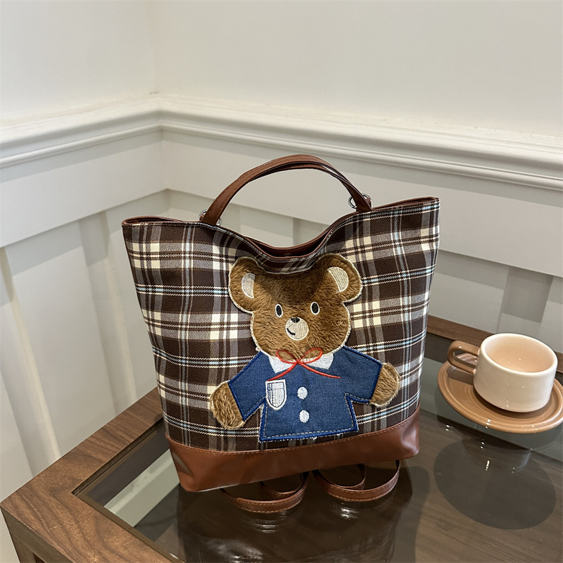 Otoño e invierno bolsas de mochila a cuadros para mujeres 2024 nueva moda coreana bolsas de gran capacidad casuales