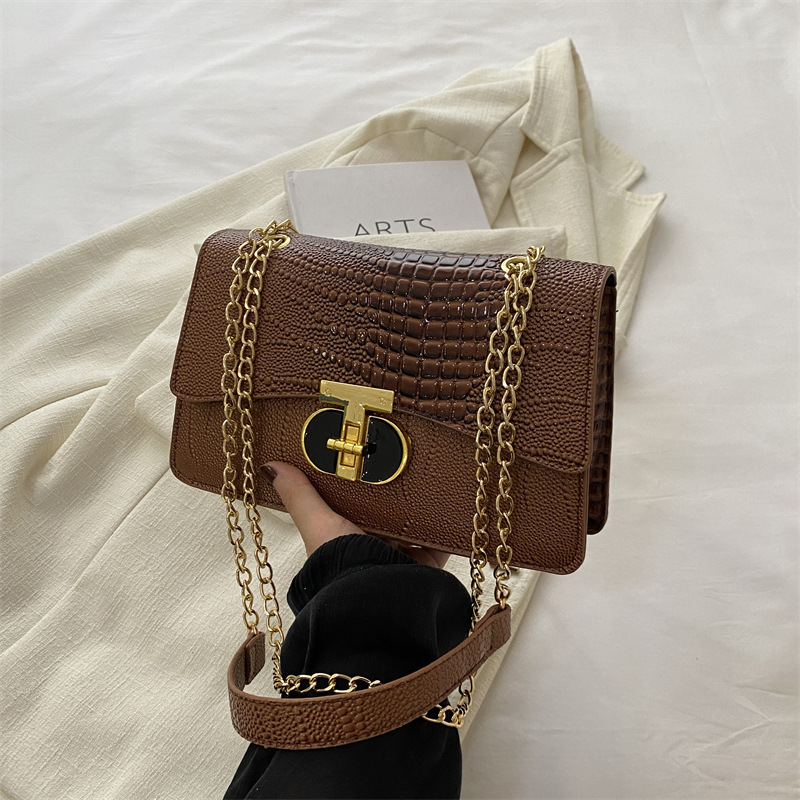 Bolso de mujer 2024 nuevo bolso de mujer popular textura bolso cuadrado temperamento casual bolso de hombro bolso de cadena bolso