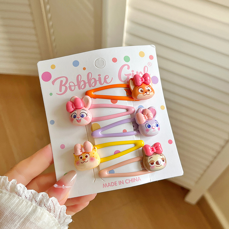 F8903-3# pink rabbit bow tie bb clip five-piece set