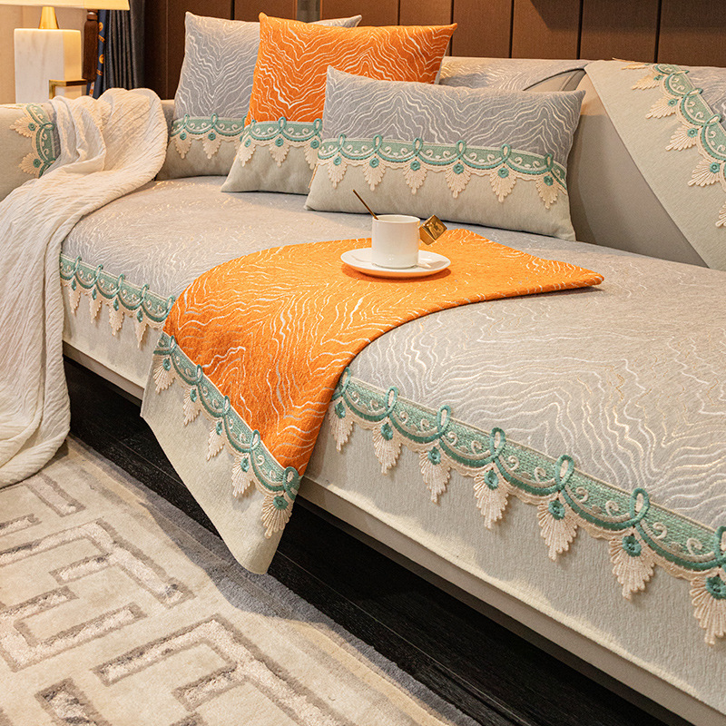 雪尼尔沙发垫四季通用防滑坐垫现代轻奢高端沙发巾沙发套罩全盖布