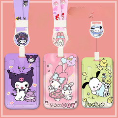 Cartoon card holder, subway bus card, pick-up card, easy-pull buckle, retractable lanyard, ID card holder, student school badge, work badge card holder