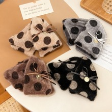 韩国小众波点水貂毛蝴蝶结丝带抓夹时尚气质高级盘发三角鲨鱼夹女