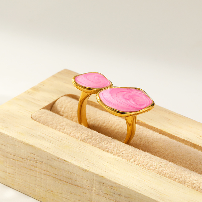 1 Piece Quantity Real Gold Plated Square 304 Stainless Steel Retro Waterproof Non Tarnish Rings