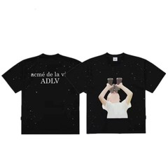 韓国トレンドブランドADLV星空リサ同風宇宙飛行士ドールフェイスドーナツ男女カップル半袖Tシャツイン