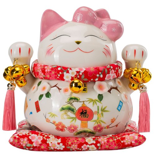 Peach Blossom Cat Sends Gifts to Best Friends Lucky Cat Girls Gifts Cute Piggy Bank Large, Medium and Small Ceramic Ornaments Business