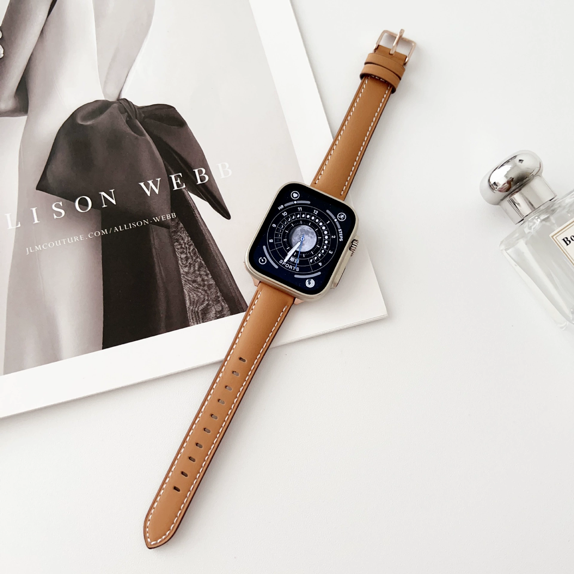 Подходит для Apple 7-го поколения часов, ремешок для Apple Watch 456SE плоские линии кожа розовая пряжка ремешок spot