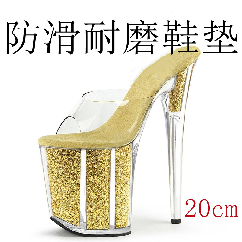 20cm tubo de acero zapatos de tacón antideslizante modelo de desfile zapatos de entrenamiento impermeables especiales de diamante de agua sandalias de cristal transparente image 25