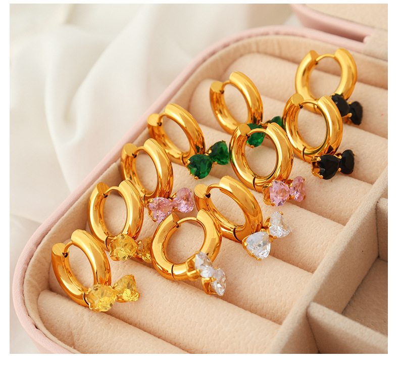 1 Pair Elegant Sweet Bow Knot Plating 304 Stainless Steel Zircon Hoop Earrings display picture 2