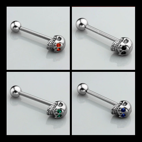 Серьги из нержавеющей стали, пирсинг языка, череп, новая коллекция