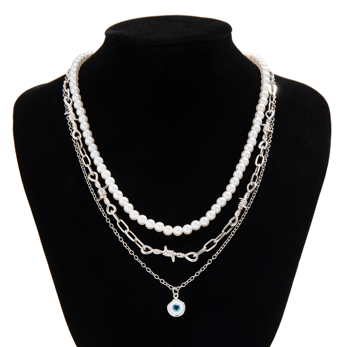 Men's Gender Simple Style Classic Style Solid Color Imitation Pearl Alloy Pearl Men's Layered Necklaces Men Necklace Sets