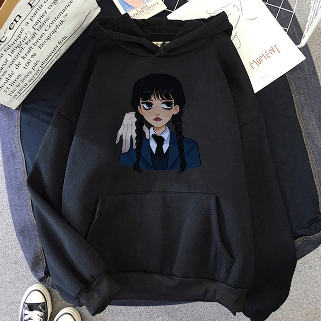 Wednesday. Adams Wednesday Addams US drama New Gothic print sweater hoodie