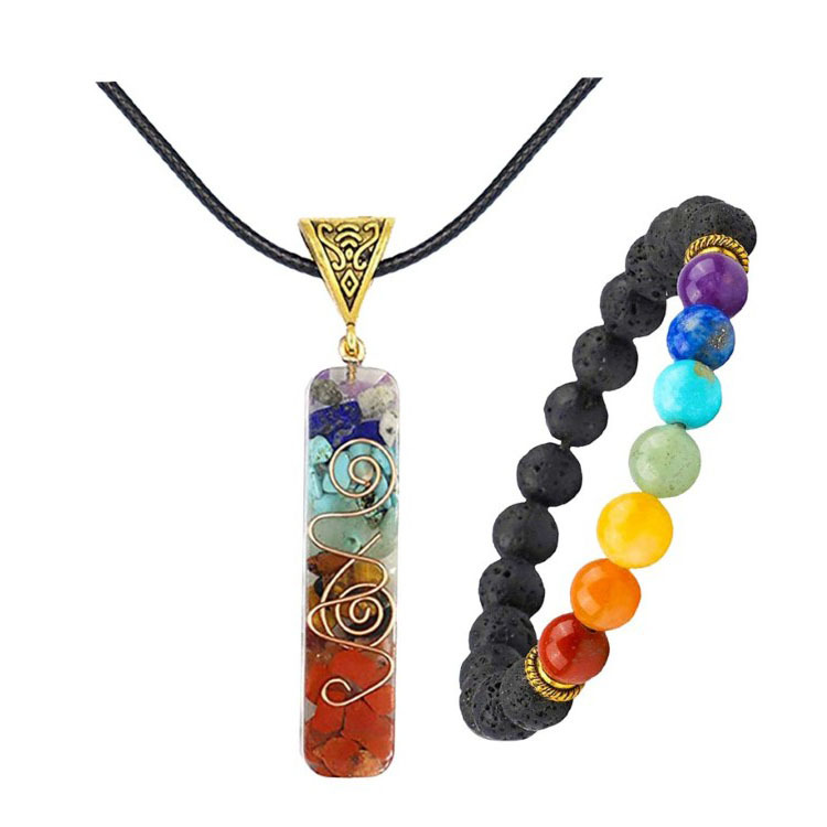 Amazon colorido colgante de cristal de piedra semipreciosa grava collar de cristal collar 1