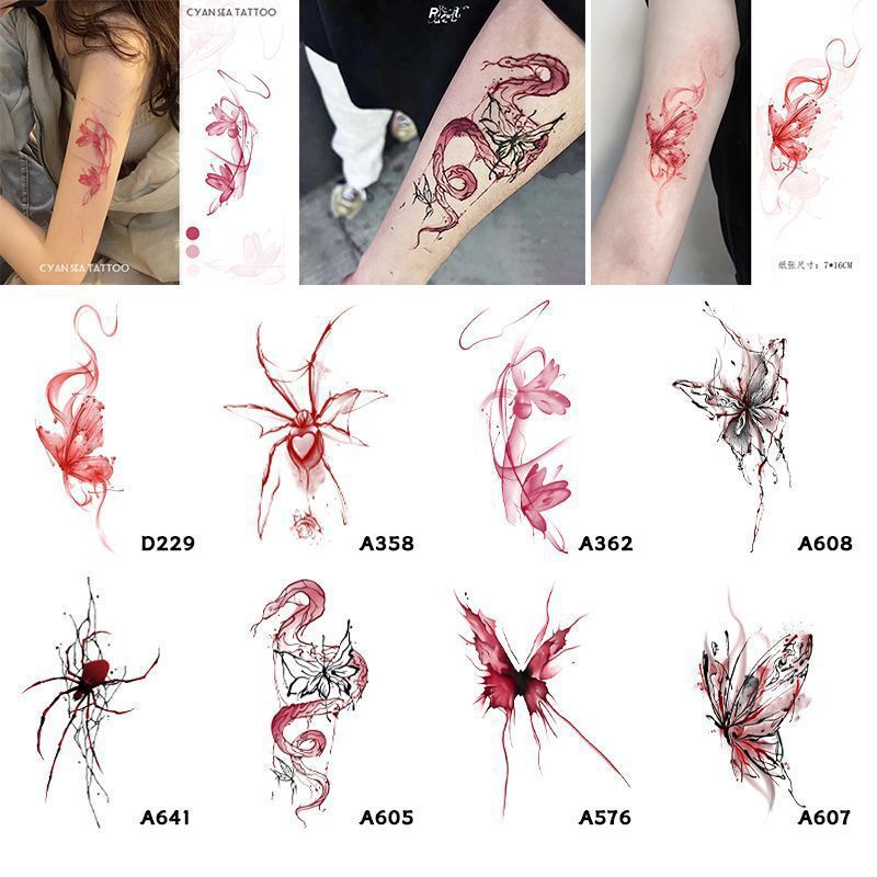 Color Explosions Hot Girl Butterfly Spider Snake Diablo Net Red Same Realistic Painted Tattoo Sticker No Reflective Washable