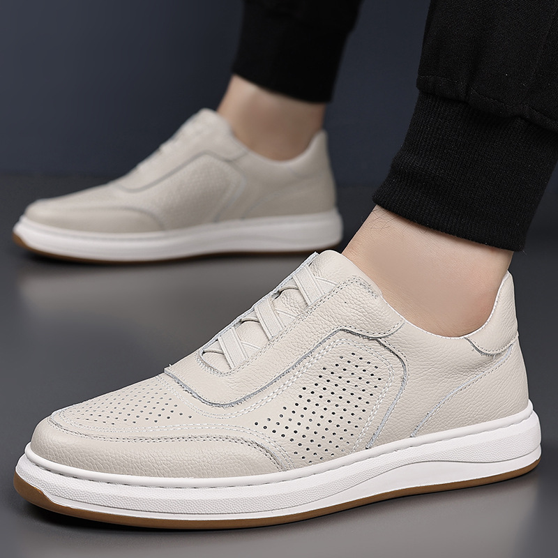 Piel de vaca de primera capa 2025 verano nuevo estilo sandalias de hombre cuero casual perforado hueco transpirable zapatos de cuero para hombre