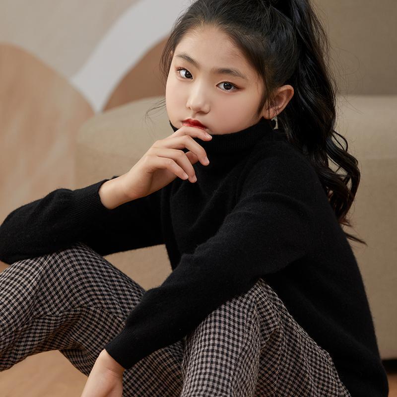 Children's woolen demi-season knitted solid color cashmere sweater…