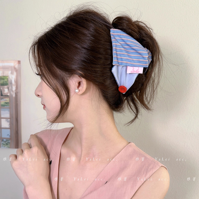 韩系布艺三角抓夹大号发量多发夹女2025新款高端鲨鱼夹后脑勺发卡|undefined