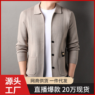 Spring and Autumn Men's Knitwear Men's High Sense Fashion Laps Casual Men's Cardigan Jacket Boutique Sweater Factory