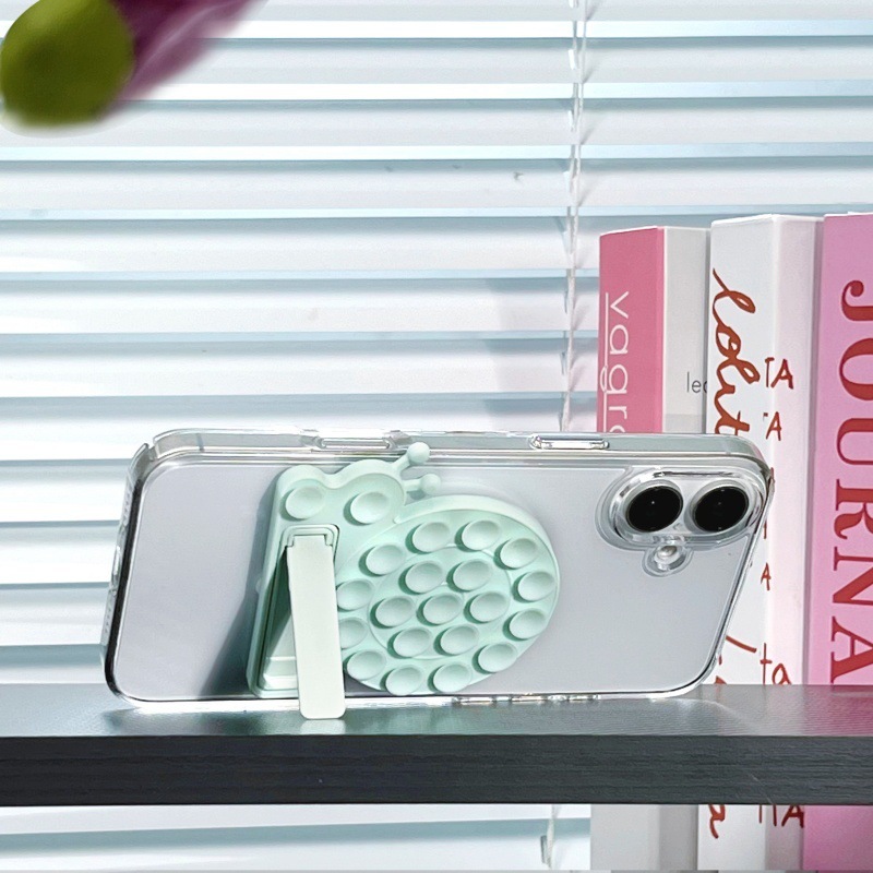 新しいカタツムリの背中に携帯電話のスタンドを貼るシリコン吸盤携帯電話のスタンド自分撮り多機能折り畳み一字スタンド|undefined