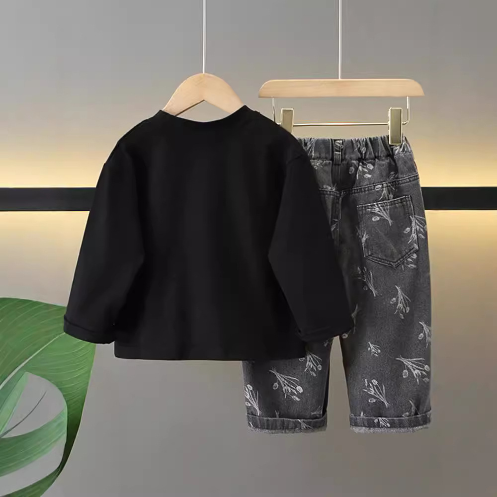 6338 Traje de otoño para bebé Estilo de primavera y otoño 2025 Nuevos jeans de moda para niños Niños Casual Estilo occidental Manga larga