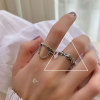 Retro fashionable ring, chain, Korean style, silver 925 sample, on index finger