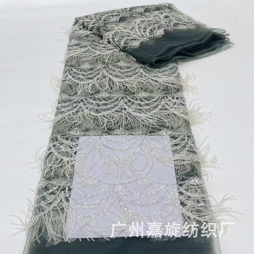 Bordado completo DIY moda desgaste de noche borla cordón del tubo tela encaje vestido regalo ropa malla JX3961