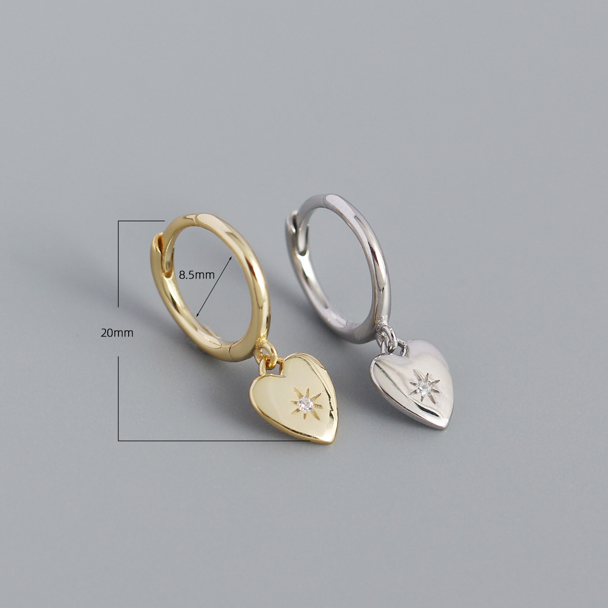 Heart Fashion 925 Sterling Silver Gem Plating Earrings display picture 2