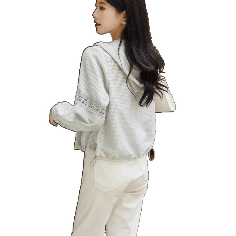 カジュアルフード付き薄手コート夏の新しい空調シャツ小さな香りの多用途日焼け止め服女性のアウタートップ|undefined