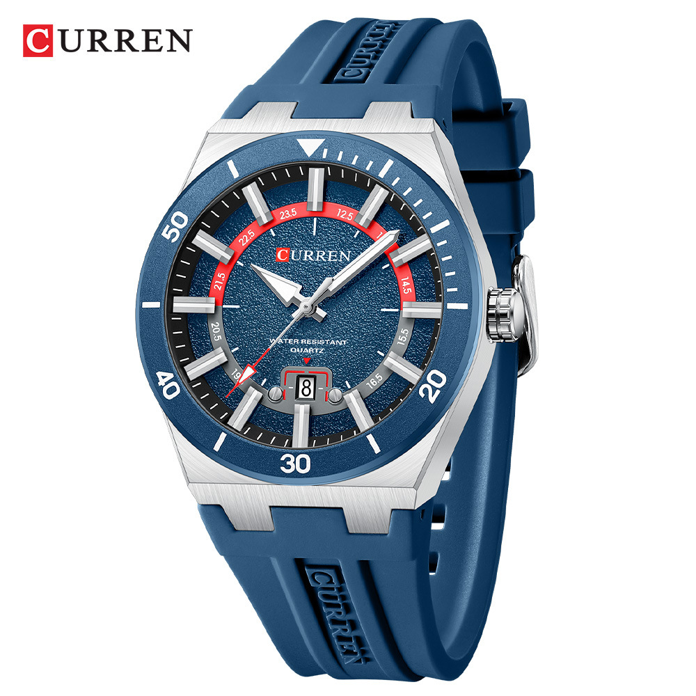 CURREN Reloj de pulsera para hombres CURREN 8491 moda deportivo cinta adhesiva calendario de cuarzo puntero reloj de pulsera image 9