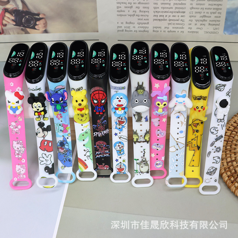 印花立体公仔电子手表高颜值防水夜光运动男女初中小学生卡通批发|undefined