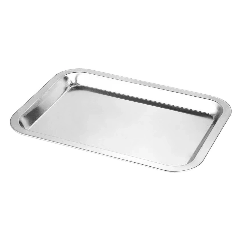 Блюдо для парения Бытовое прямоугольное многоцелевое квадратное блюдо из нержавеющей стали с плоским дном Квадратное блюдо для барбекю Коммерческий Ресторан Холодная кожа Рис кишечник Блюдо