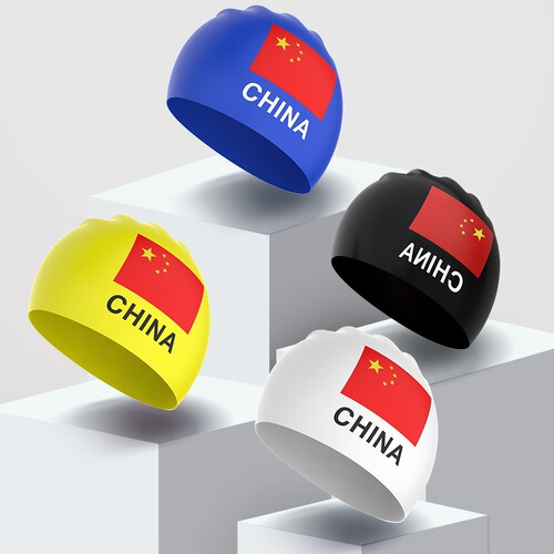 Summer swim cap wholesale professional waterproof comfortable silicone flag hat for men and women, non-tight long hair training swimming cap
