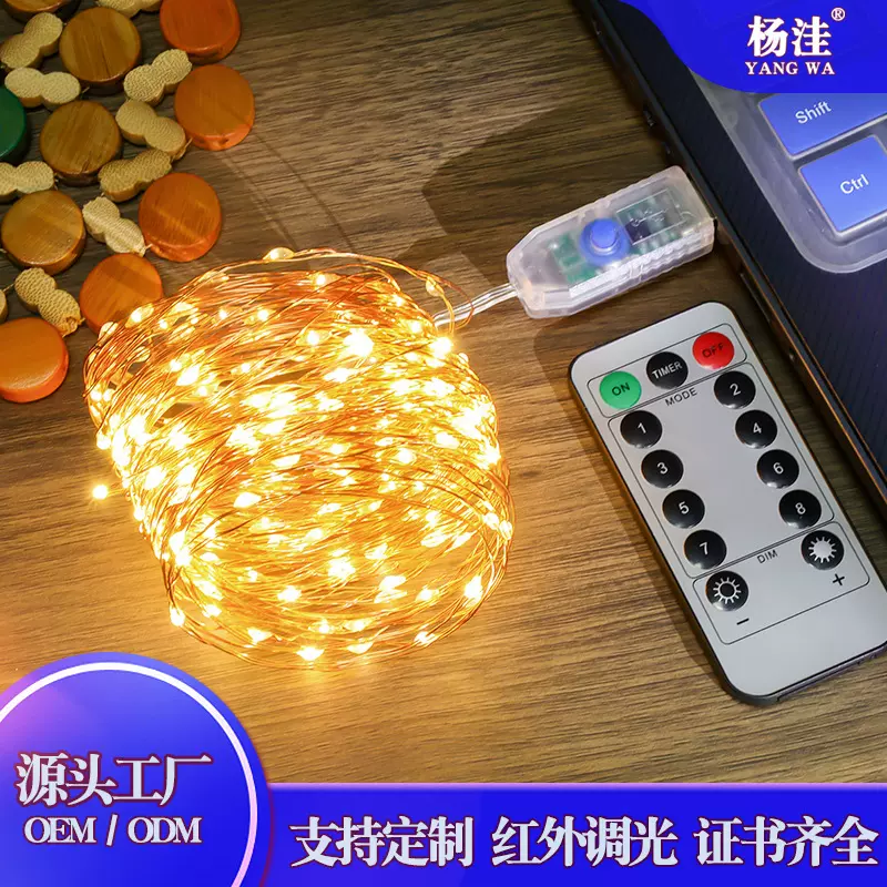 led铜线灯串遥控usb圣诞节生日宴会装饰彩灯低压灯串 跨境内销