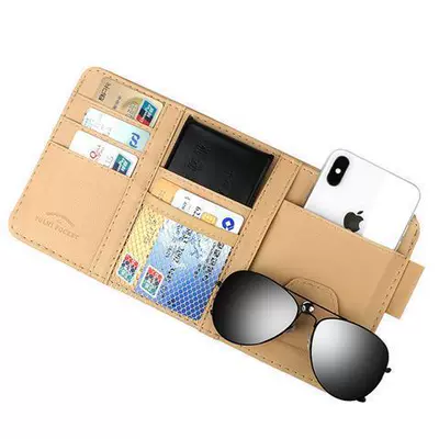 Car Sun Visor Storage: Car Glasses Clip/Bill Clip - ordinary-beige-no-zipper