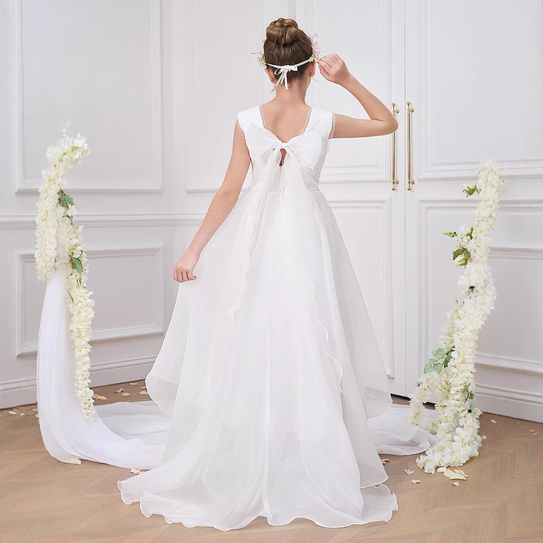 Vestidos para niños, vestidos de princesa, faldas de malla de moda, vestidos de fiesta para niñas de flores de tela forjada