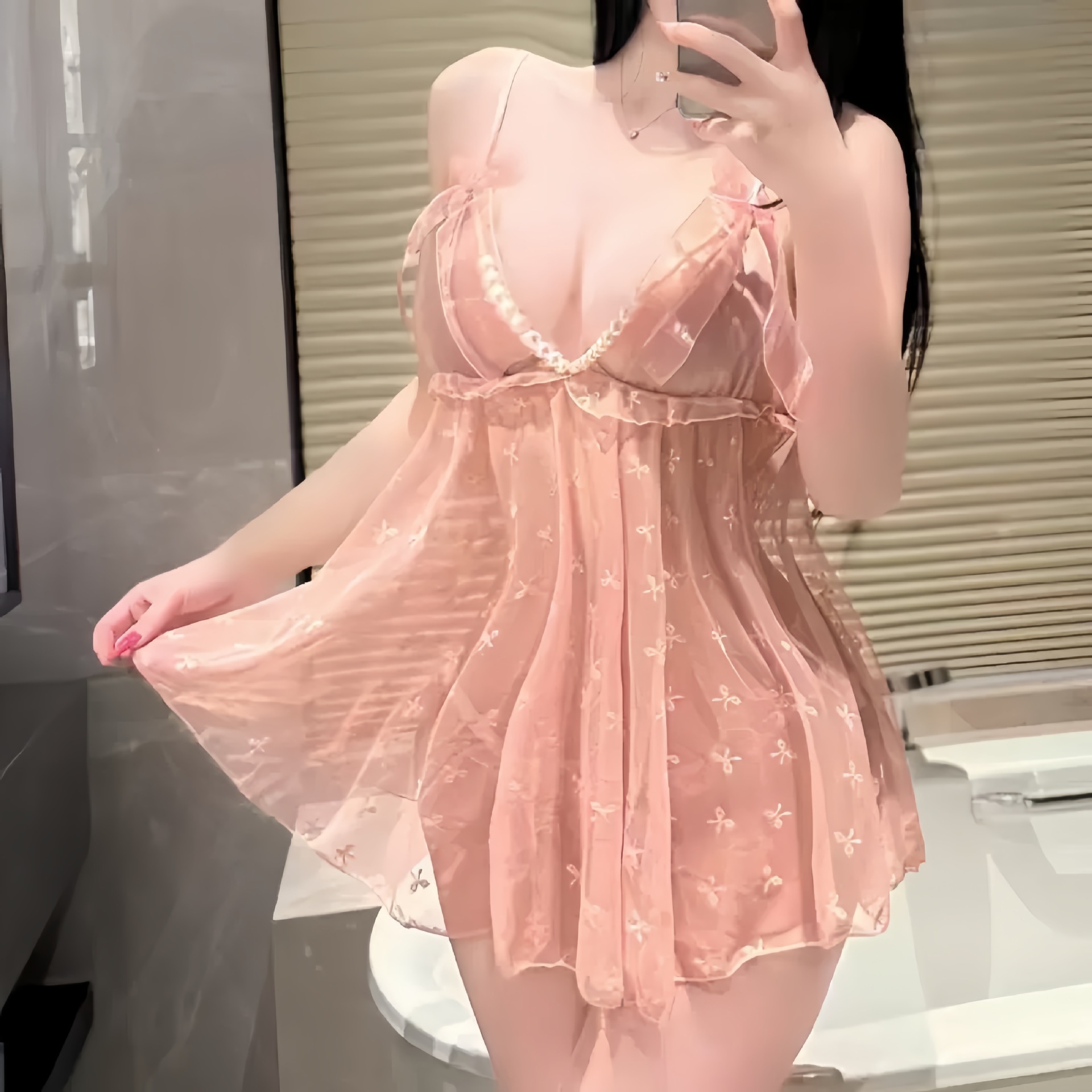 Xixi 섹시 속옷, 가슴이 노출된 진주 서스펜더 잠옷, 가랑이가 없는 투명 섹시 잠옷, 커플이 탈지 않는 유혹 셔츠