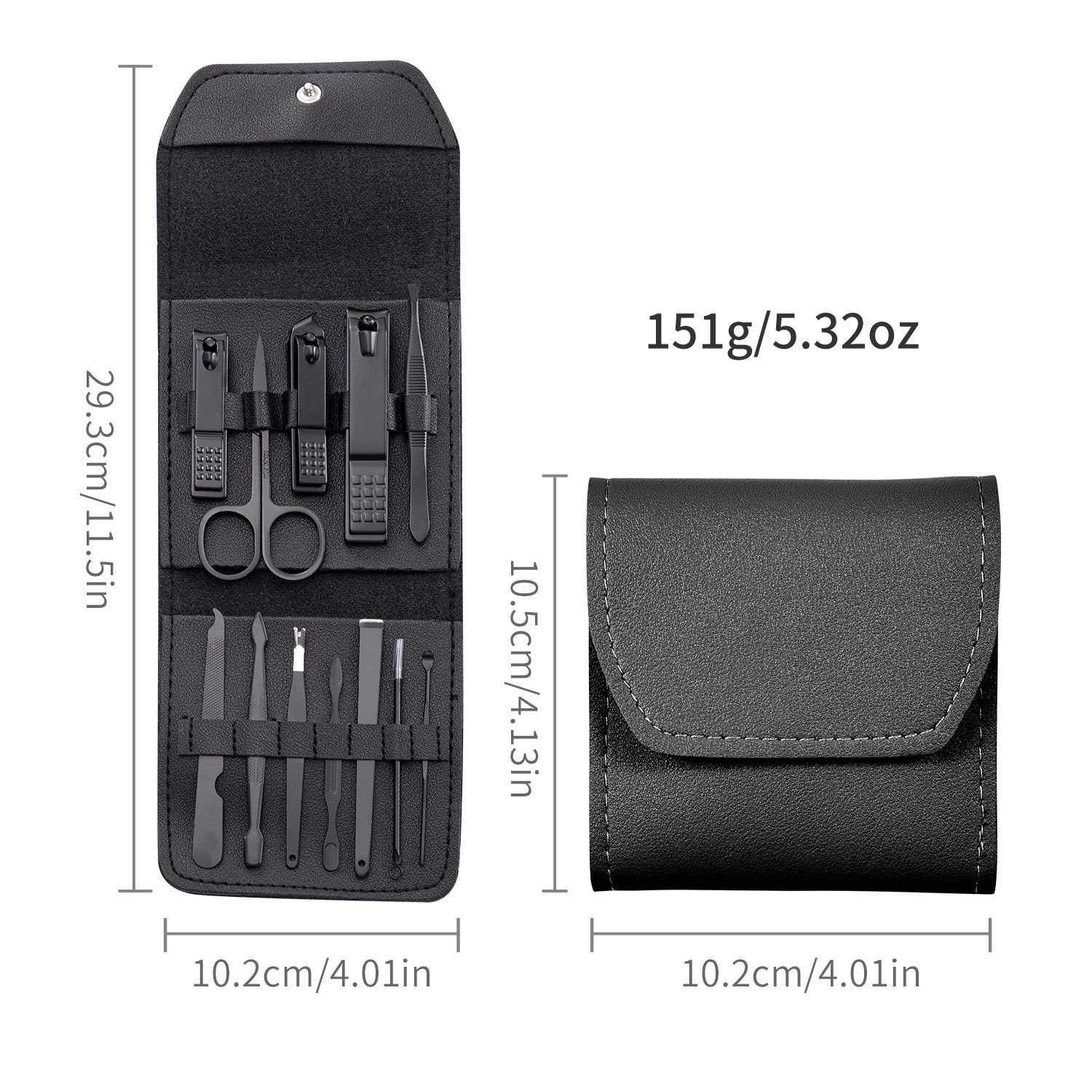 Matcha verde 16 unidades cortaúñas traje de acero inoxidable cortaúñas traje conjunto completo cortaúñas herramientas de uñas