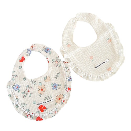 ins Korean version crepe gauze bib combination newborn baby petal saliva towel four-layer instant breathable bib
