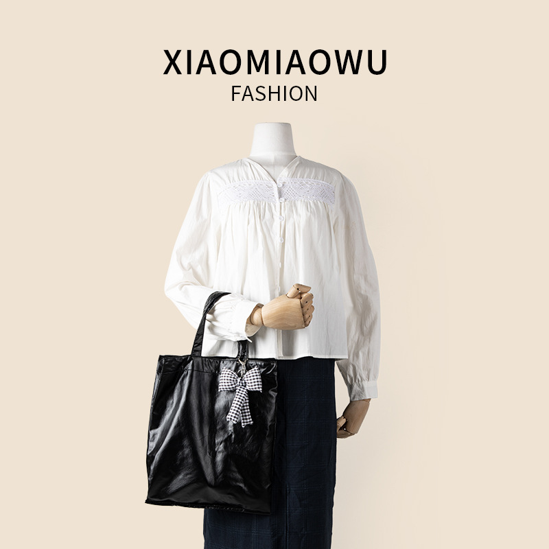 Niche underarm bow, Korean style tote with texture, large capacity, high-end feel, new shoulder bag for commuting_voghion.com