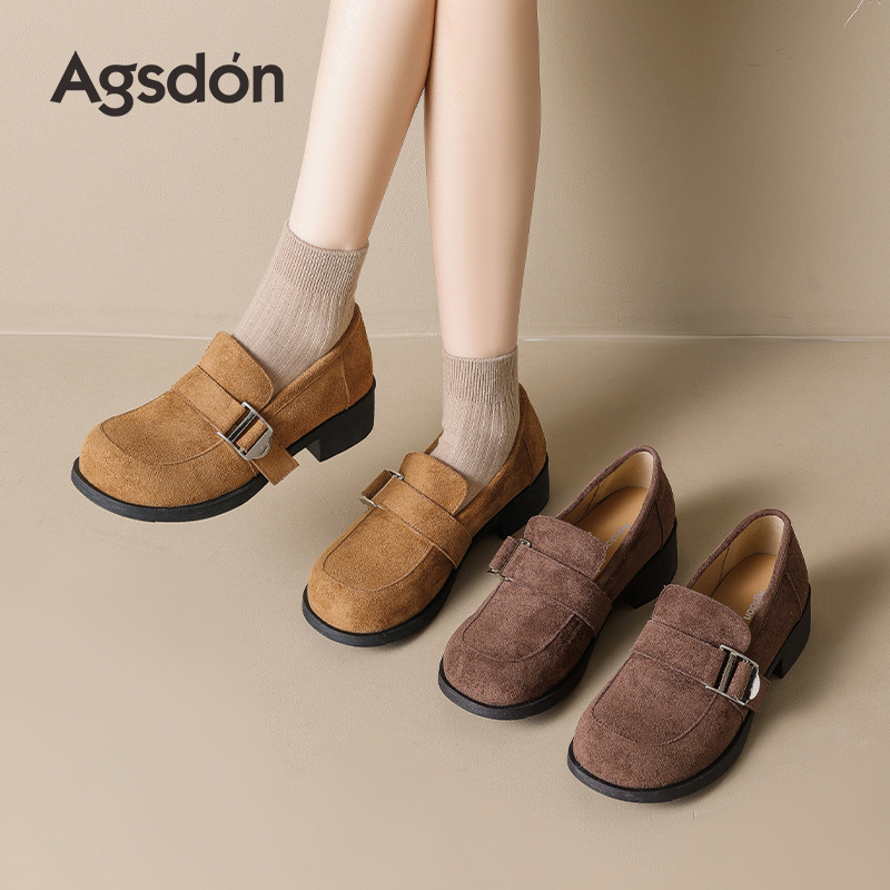 Zapatos Lefour de fondo grueso para mujeres 2025 nuevo otoño y invierno con un solo pie, zapatos de pie Bocken no cansados.