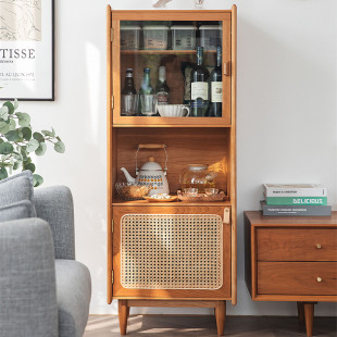 Peanut High Cabinet Nordic Solid Wood Storage Storage Cabinet Small Apartment Living Room Wall Cabinet Household Storage Side Cabinet