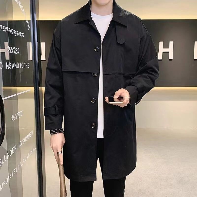 2026 New Spring and Autumn Men's Mid-Length Trench Coat, Korean Style Trendy Brand Loose Casual High-End Coat